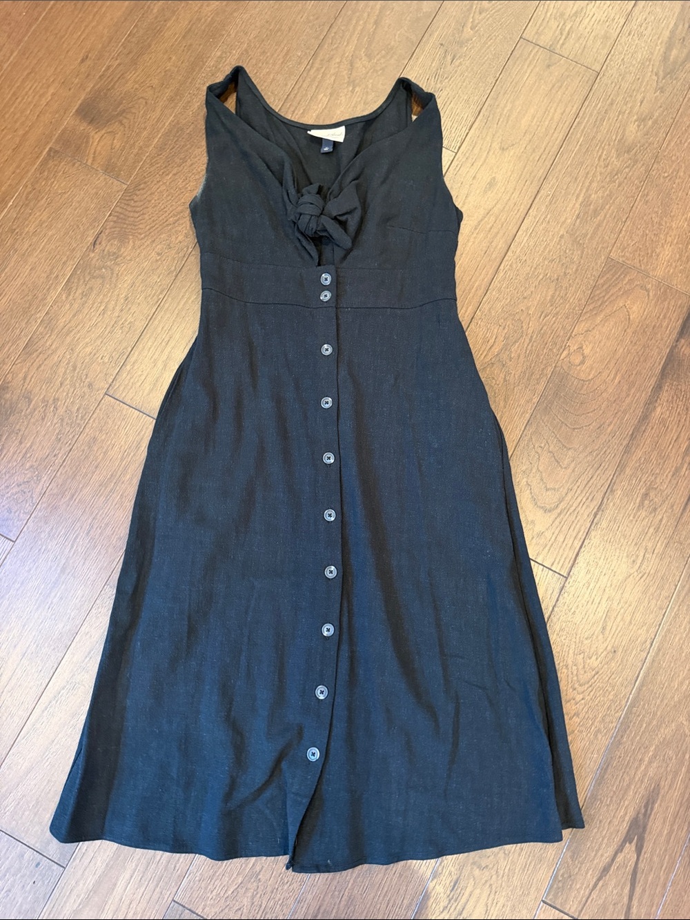 Universal Thread Black Midi Button-Front Tie-Neck Dress Size XS - C26-033